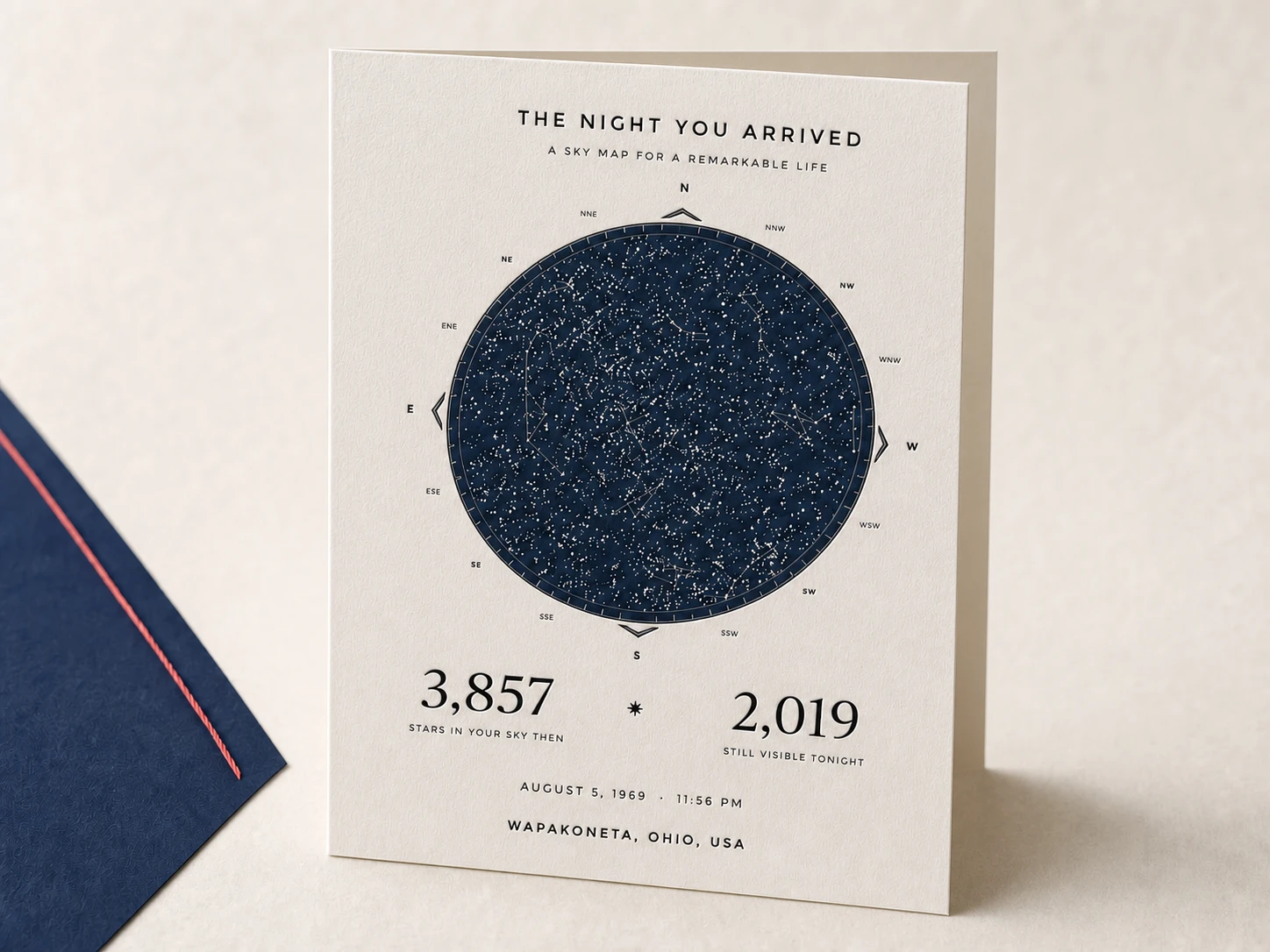Representative Illume side-fold card while the exact astronomical proof renders